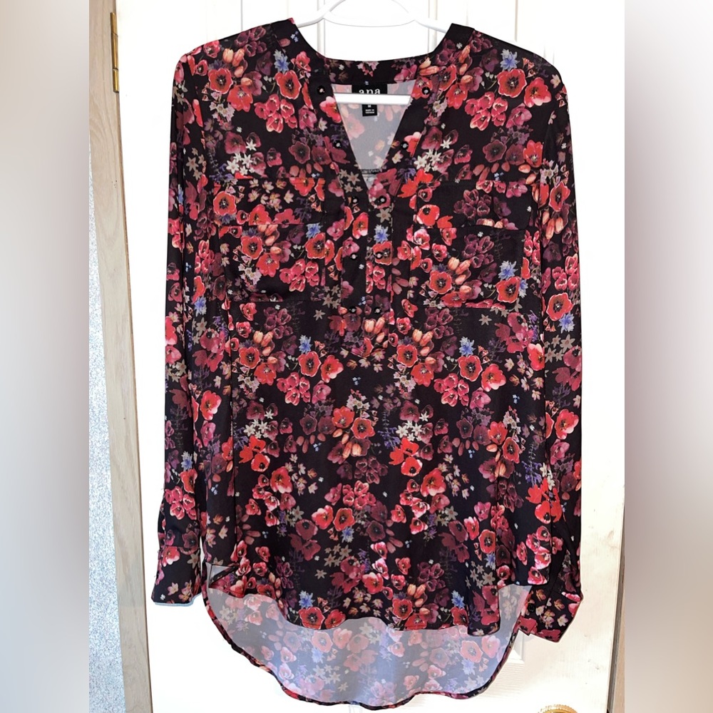 a.n.a. Floral Sheer Blouse